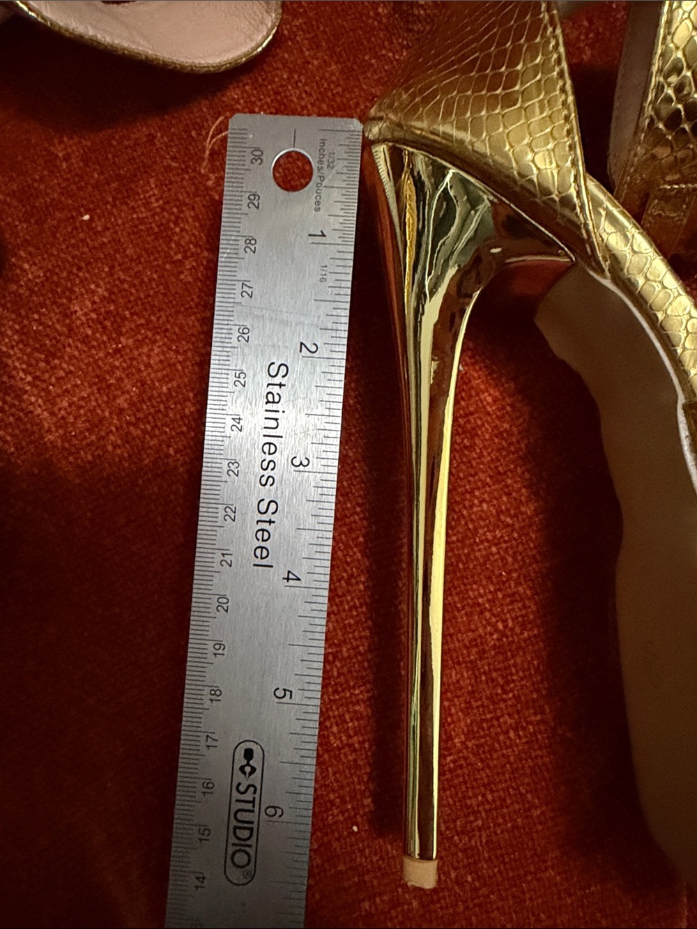 Gold Metallic Platform Ankle-Strap High Heels | 38 - Picture 11 of 12